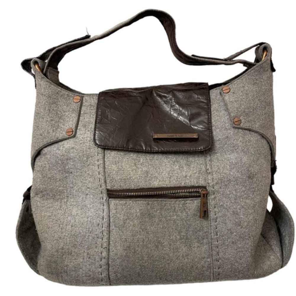 MATT &NAT grey wool blend shoulder bag satchel
